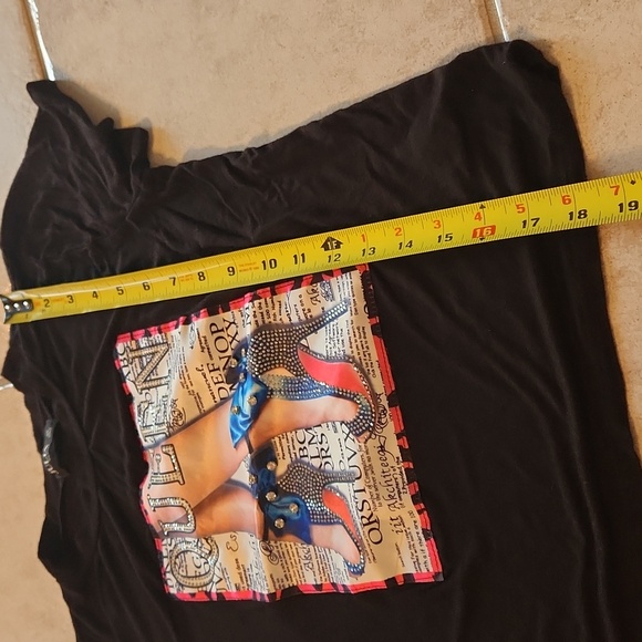 Julia by Love J Queen  black tshirt sexy High heels accent top size xs - Picture 9 of 10